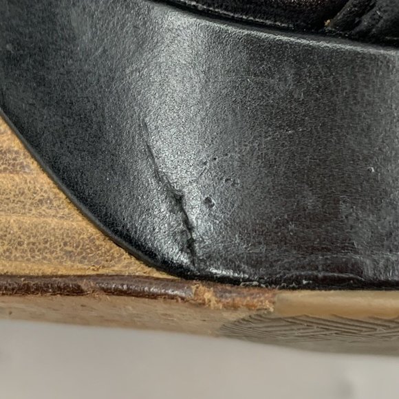 Cole Haan NikeAir Heels Slingback Sandal Platform Wedge Black Leather Uppers 8 - Picture 11 of 12